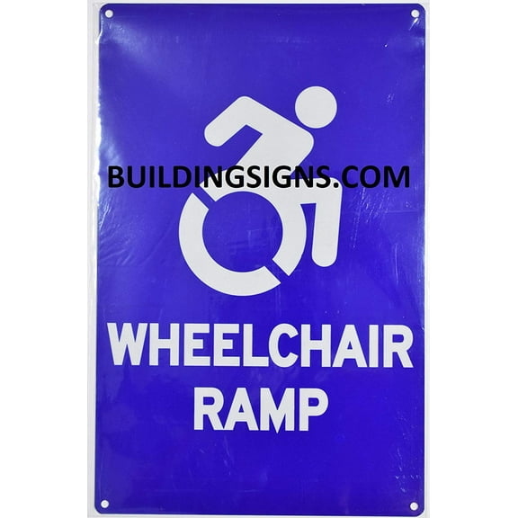 Wheelchair RAMP Sign (Aluminium Reflective,Blue 9X14) The Pour Tous Blue LINE