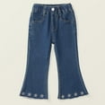 thumbnail image 2 of Qingpeng Girls Elastic High Waisted Bell Bottom Jeans Kids Embroidery Print Flare Leg Denim Pants, 2 of 9