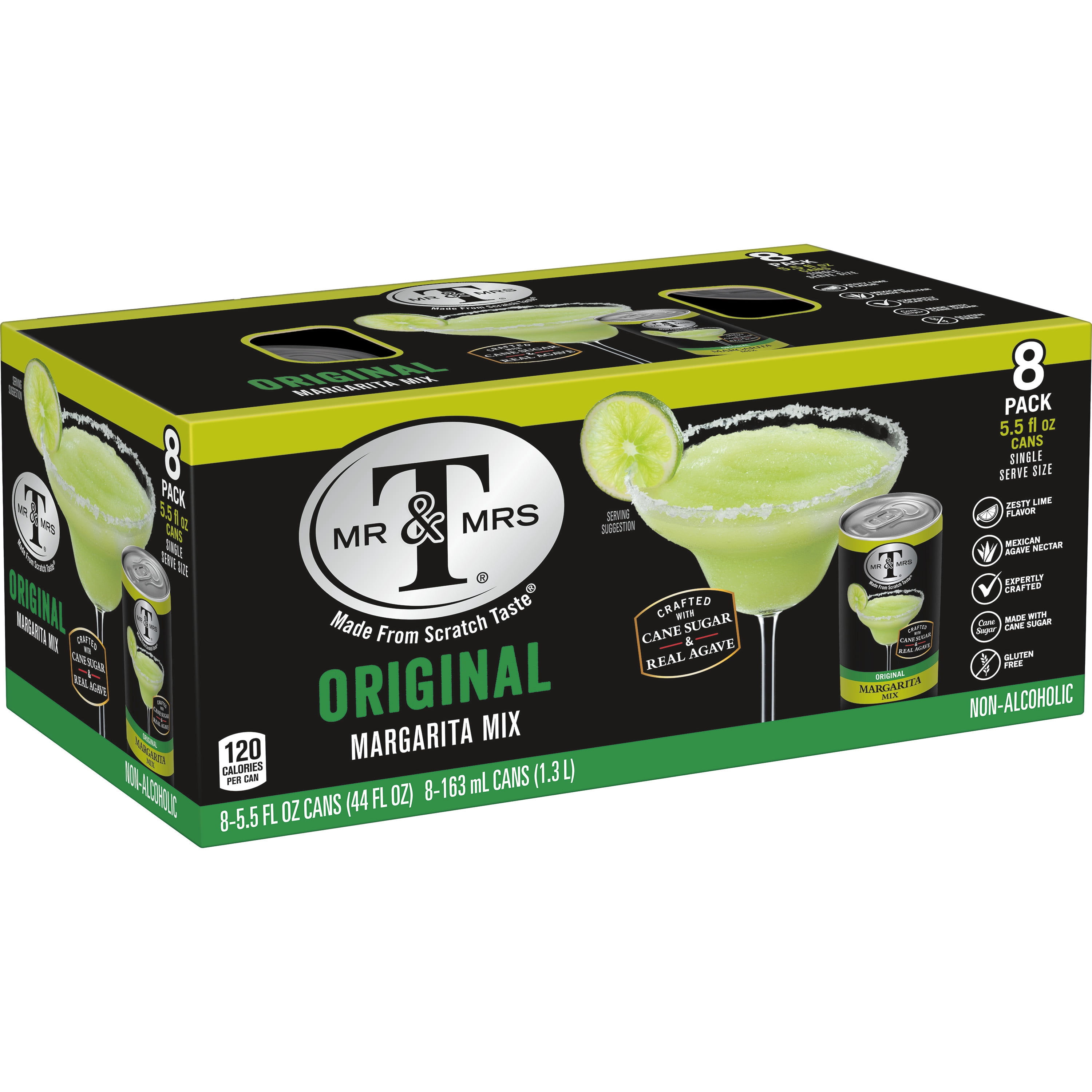 Mr & Mrs T Cane Sugar Margarita Mix, 5.5 fl oz, 8 Pack Cans