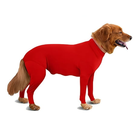 TELOLY 18-65lbs Pet Dog Long Sleeves Bodysuit Jumpsuit Coat For Dogs After Surgery Pet Surgical Recovery Suit Calming Pajamas with Legs