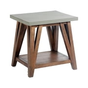 Alaterre Furniture Brookside 22W Wood and Concrete-Coated Top Wood End Table