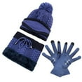 thumbnail image 2 of HESHENG Gloves Scarf Hat, Women Hat Scarf Set Winter Warm Knit Beanie Hat Scarf Set Touchscreen Gloves for Outdoor Sports, Blue, 2 of 6
