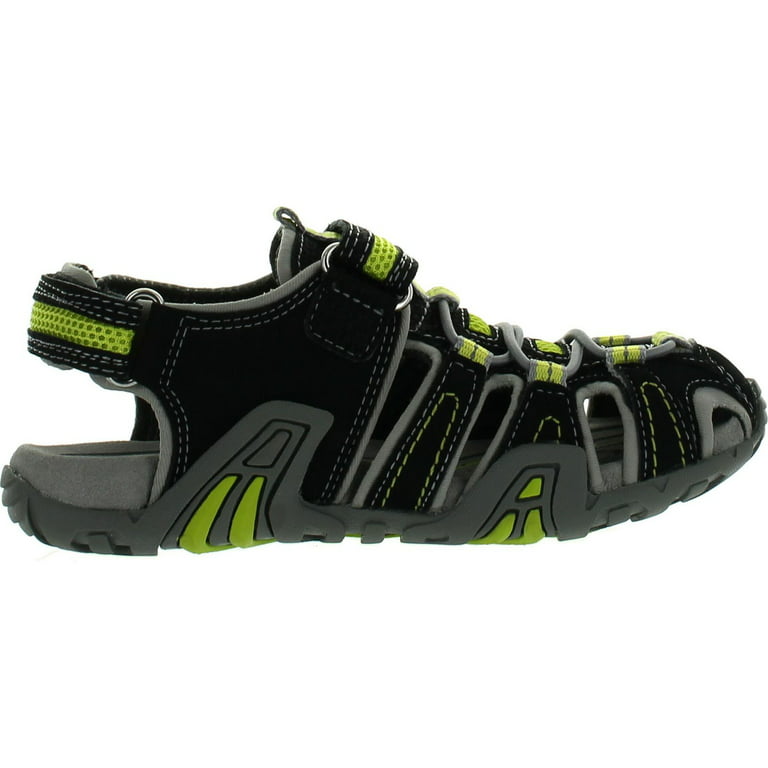 Geox Boys Sandal Kraze Water Friendly Fashion Sport Sandals, Black/Acid Yellow, 27 -