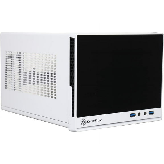 SilverStone SG13WB-Q Black / White Plastic front panel with faux aluminum finish, steel body Mini-ITX Computer Case Compatible with standard ATX12V/EPS12V Power Supply Power Supply