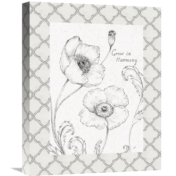 Global Gallery Daphne Brissonnet 'Blossom Sketches Words I Border' Canvas Wall Art