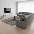 thumbnail image 2 of HomeRoots 672885 8 x 10 ft. Black & Ivory Abstract Geometric Transitional Washable Machine Made Rectangle Area Rug with UV Protection, 2 of 9