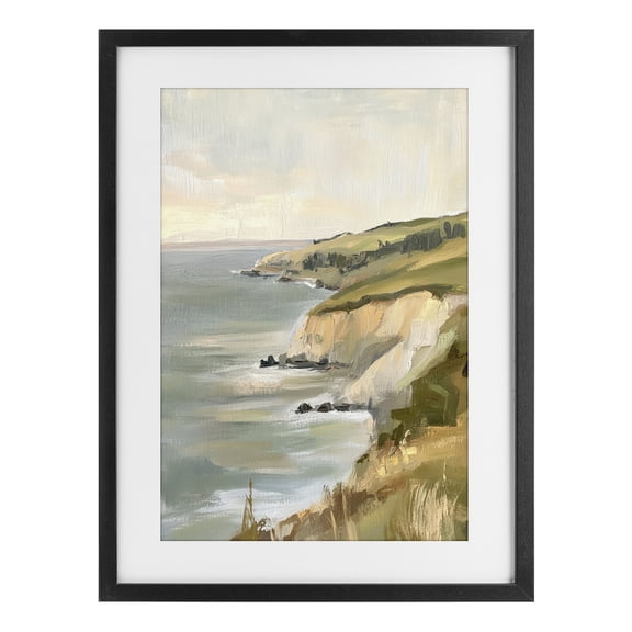 Stupell Industries Transitional Cliffs Off The Sea Black Framed Print Under Glass, 14 x 20, by Petals Prints Design