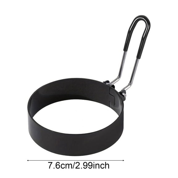 Non-Stick Egg Ring - Stainless Steel Frying Pan Cooker Ring for Perfect Round Eggs and Burgers - Black