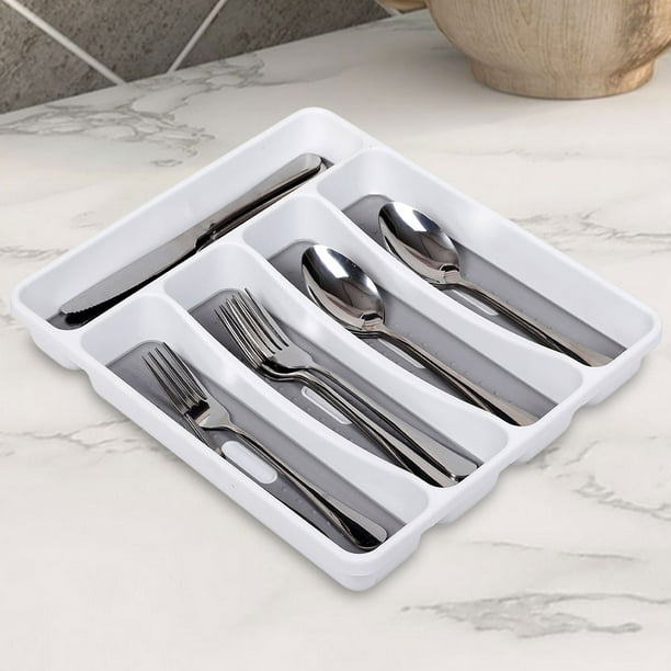 Organizador de cubiertos, práctica bandeja de plástico para cubiertos, portátil, para cuchara y tenedor