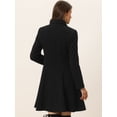 thumbnail image 4 of Unique Bargains Women's Single Breasted Button Velvet Contrast Collar Pea Coat S Black, 4 of 5