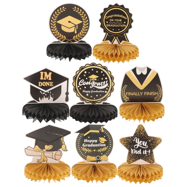 8 piezas de centro de mesa de nido de abeja para graduación, decoraciones para fiesta de graduación, centros de mesa de nido de abeja