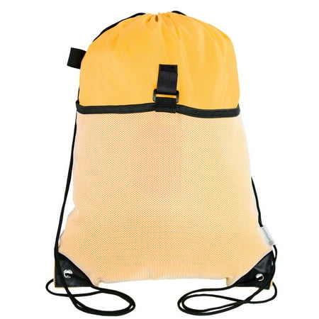 Logo Drawstring Backpack - Mato & Hash Drawstring Cinch Bag Backpack With Mesh Pocket Polyester Tote Sack