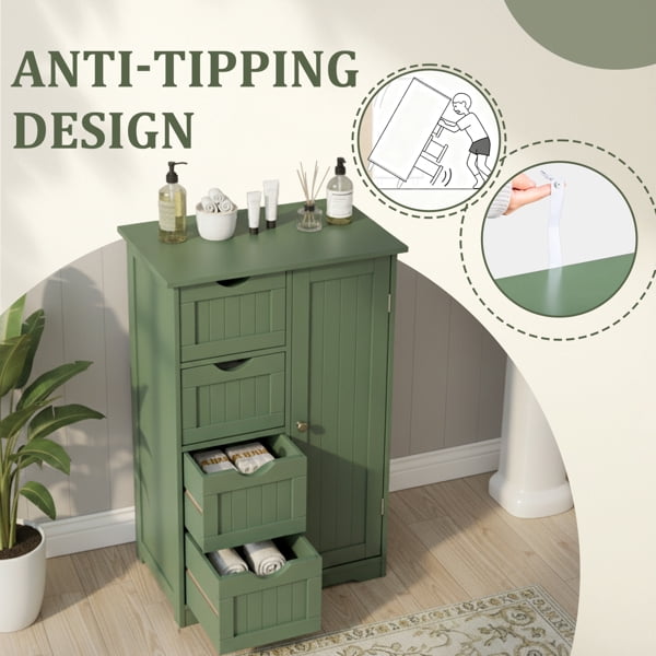 Alvantor Slim Freestanding Navy Blue Bathroom Storage Cabinet
