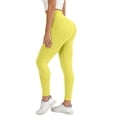 thumbnail image 3 of Women's High Waisted Workout Leggings, Seamless Butt Lifting Yoga Pants with Tummy Control, Thick Support Running Compression Pants for Gym, Fitness and Daily Wear Yellow L, 3 of 8