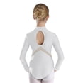 thumbnail image 2 of TSSOE Kids Girls Gymnastics Figure Ice Skating Dance Leotard Shiny Rhinestones Sheer Mesh Bodysuit White 8, 2 of 7