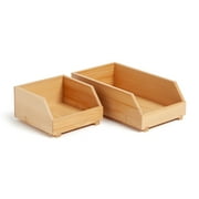 U Brands Zen Stacking Bins, Set of 2, 4.5 x 7.7 x 5, Bamboo, Made of Natural Materials