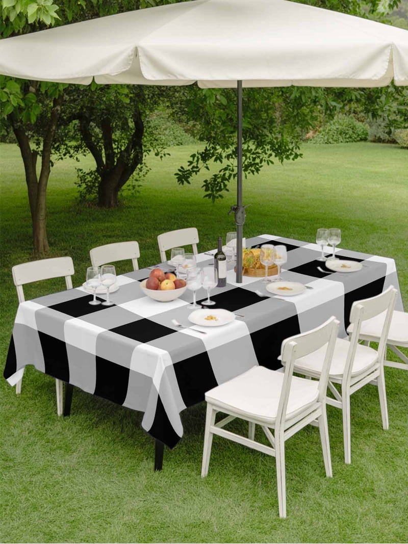buffalo plaid patio umbrellas Funsite 8Ft Pagoda Umbrella, UV Protect Pool with Heavy Duty Pole, Outdoor Market Umbrella for Holiday Garden Backyard, Black White Stripe : Patio, Lawn & Garden blocking harmful UV rays to keep you comfortable Outdoor Tablecloth with Umbrella Hole
