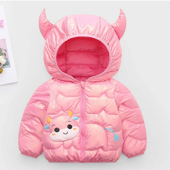 QISIWOLE Toddler Kids Winter Jackets Boy Girls Solid Color Hooded Coat Warm Padded Windproof Outwear Snowsuit