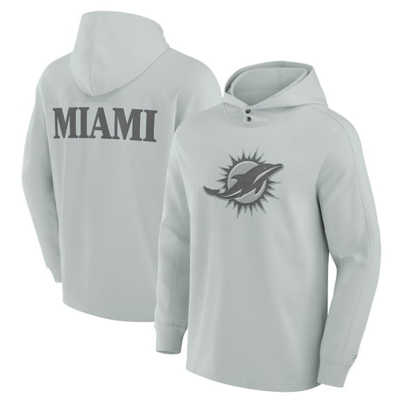 Men's Fanatics Gray Miami Dolphins Elements Blaze Tri-Blend Long Sleeve Hoodie T-Shirt
