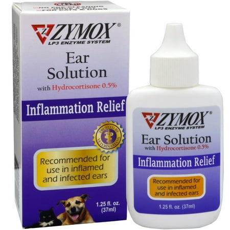 Zymox Ear Solution for Dogs and Cats With 0.5-Percent Hydrocortisone, 1.25