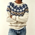 thumbnail image 5 of SeekIslan Women's Sweaters with Fair Isle Pattern Crew Neck Long Sleeve Knit Sweaters, 5 of 5