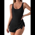 thumbnail image 3 of Traje de Baño de una Pieza para Mujer, con Control de Abdomen y Falda Negro L, 3 of 10