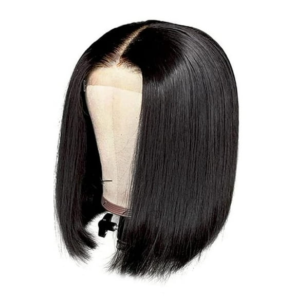 Short Bob Wig,4x4in Lace Front Bob Wigs,180% Density,Synthetic Short Straight Hair for Black Women (Brown)