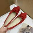 thumbnail image 4 of Xfvqtps Womens Pointed Toe Bow Flats Colorful Quilted Insole Comfortable Casual Flat Shoes for Work Leisure Red, 4 of 5