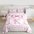 thumbnail image 2 of Homewish Personalized Initial K 2pcs Bedding Comforter Set For Teens Boys Girls,Geometric Stripes Twin Comforter Sets,Cute Ribbon Bow Breathable Bedding Set,Microfiber Bedroom Decor,Reversible, 2 of 8