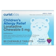 Curist Childrens Allergy Medicine Loratadine 5mg 60 Ct Chewable Tablets for Itchy Eyes and Throat