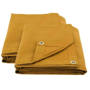 2 Pack 7' x 9' Tan 12oz Canvas Tarp with Grommets - Water Resistant - Heavy Duty Canvas Tarps - Multipurpose Tarpaulin Cover for Canopy Tent, Roof, Camping, Semi Trucks & Cargo