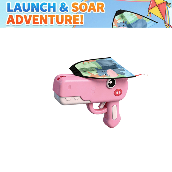 Airplane Launcher Toy, Dinosaur Kite Catapult, Foam Glider Planes, Cool Outdoor Play Toys, Easter Gifts for 4-12 Year Old Boys Girls Pink
