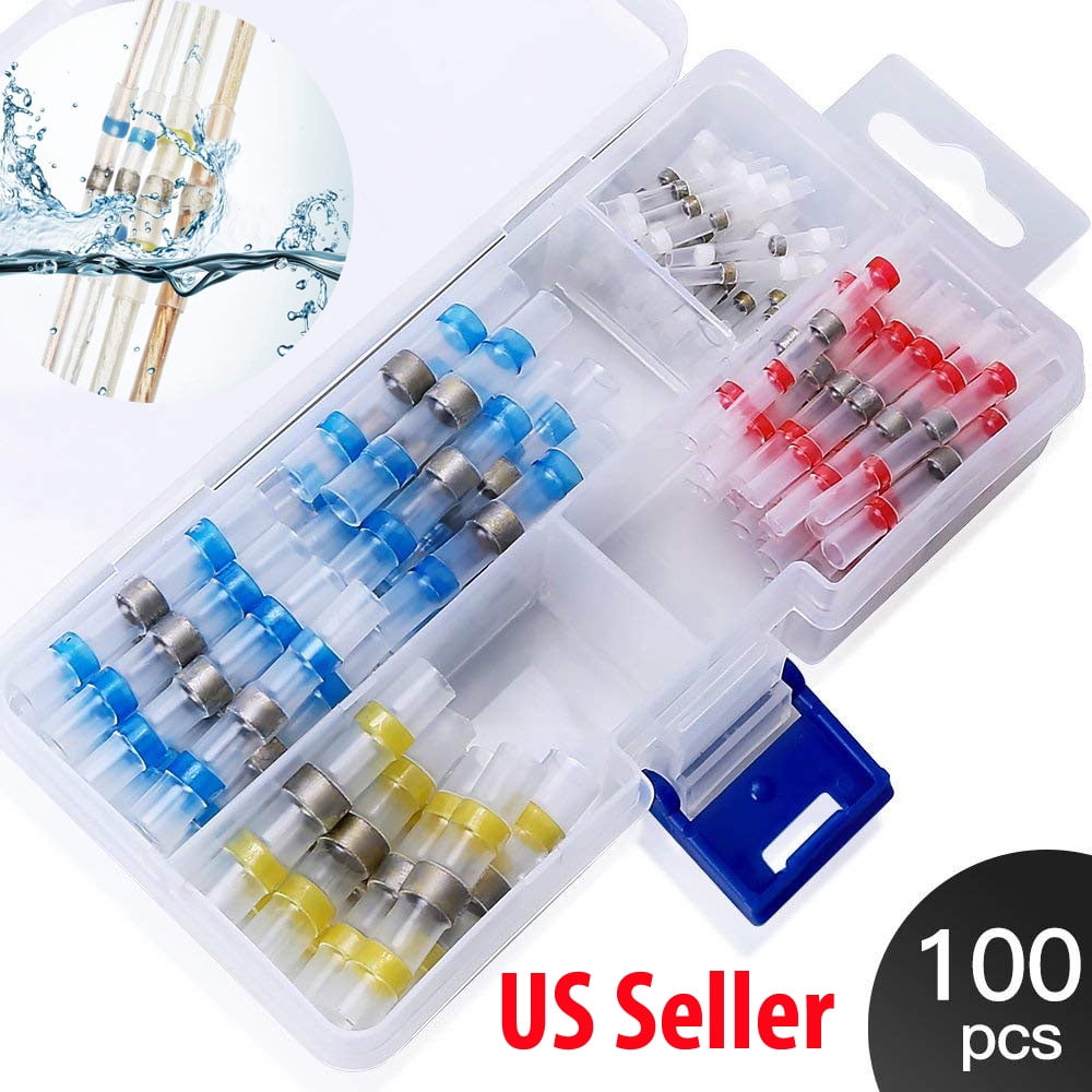 100Pc Waterproof Solder Seal Wire Connector Heat Shrink Butt Connectors With Box 