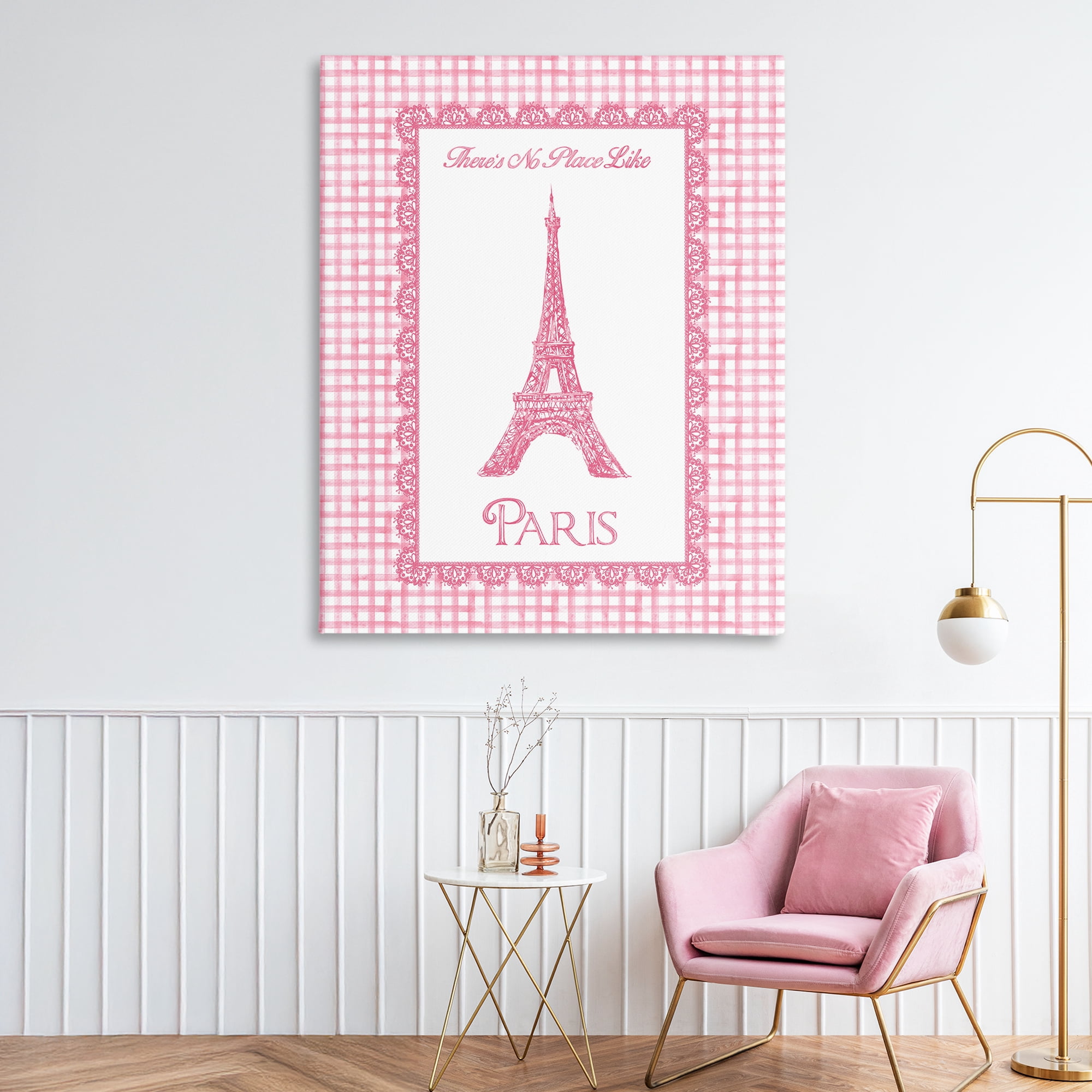 Stupell Industries No Place Like Paris Pink Lace Canvas Wall Art, design by Conrad Knutsen