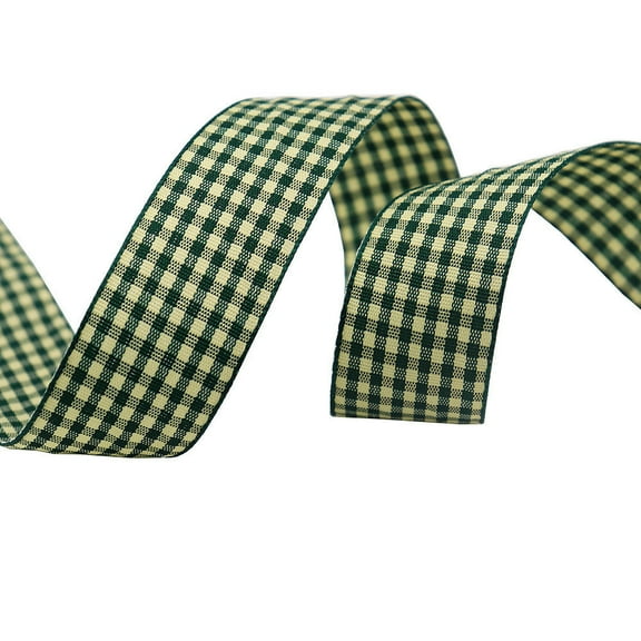 NAMZI 1.5" x 10 Yards Buffalo Check Plaid Gingham Ribbon, Great for Christmas Tree Decor, Wreath Bows, Farmhouse Festive Accents, Gift Wrapping, Floral Arrangement, Green B