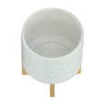 thumbnail image 6 of Sagebrook Home Ceramic Set Of 2 8/10" Planter On Wooden Stand, White, Round, Ceramic, Contemporary, 10"L X 10"W X 12"H, Bubble, 6 of 8