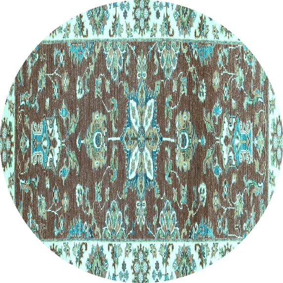 Ahgly Company Indoor Round Abstract Light Blue Modern Area Rugs, 6' Round