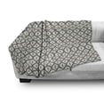 thumbnail image 3 of Ikat Soft Flannel Fleece Throw Blanket, Pale Toned Indonesian Traditional Ogee Shapes South Abstract Vintage, Cozy Plush for Indoor and Outdoor Use, 50" x 70", Grey Yellow White, by Ambesonne, 3 of 6