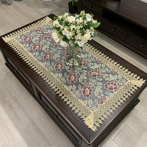 AFQH Rectangle Tablecloth Elegant Lace Jacquard Coffee Table Tablecloth Dining European Embroidered Coffee Table Cover Home Decoration Table Cloth