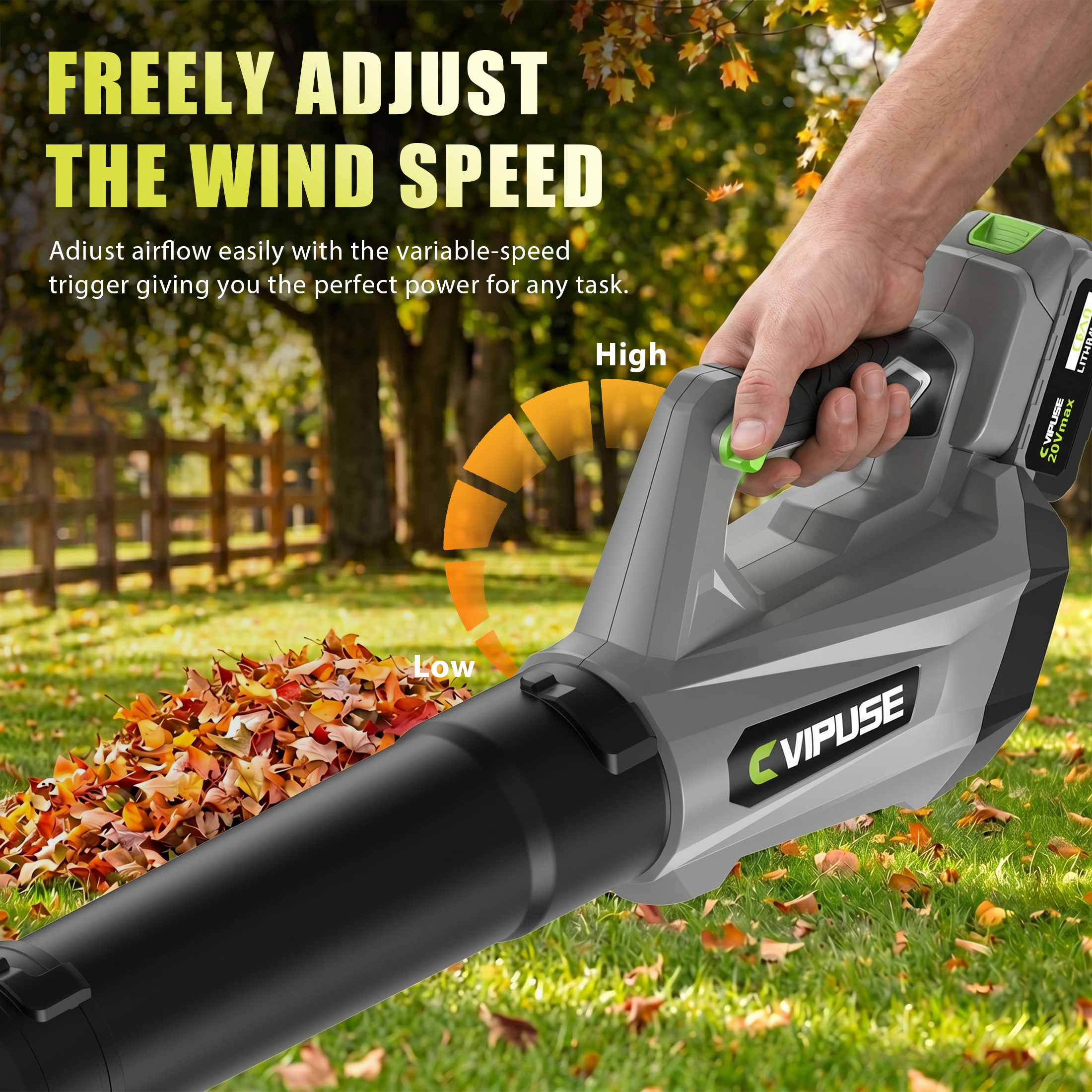 Vipuse Cordless Leaf Blower, 600 CFM with Battery and Charger photo 6