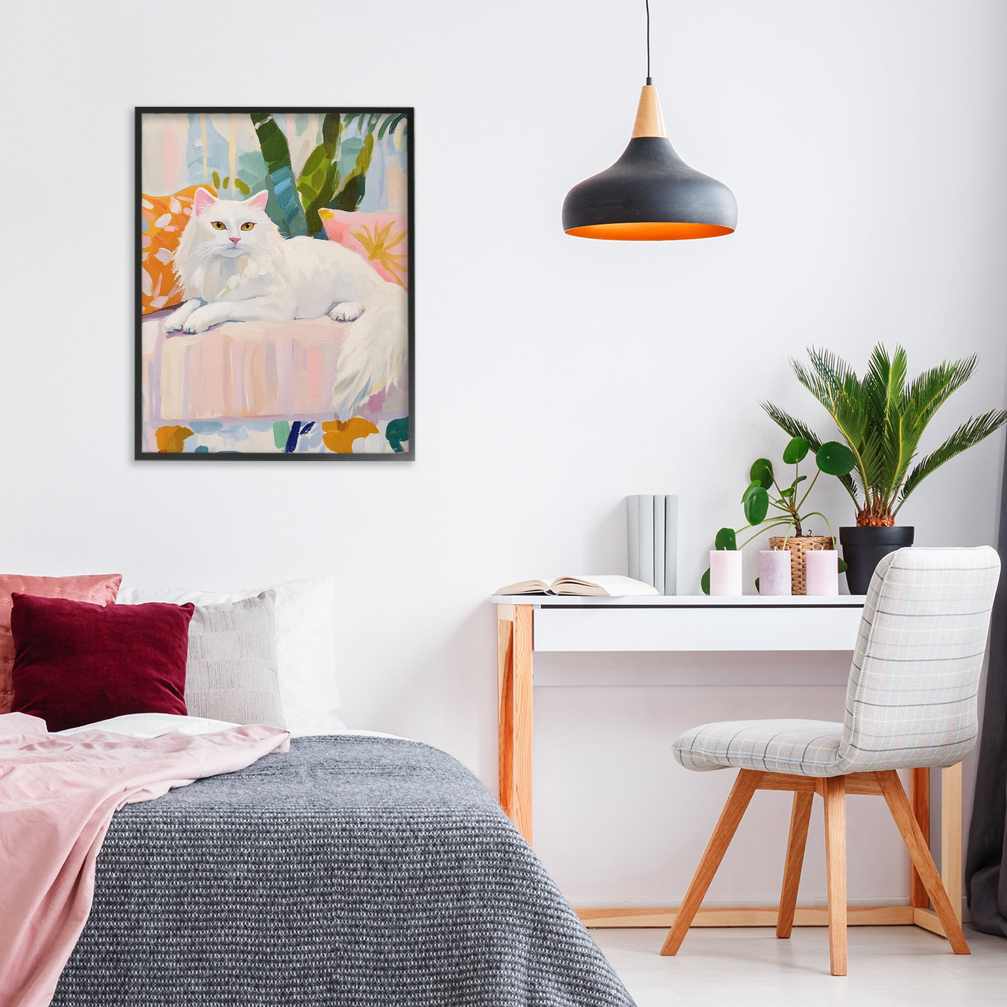 Stupell Industries Fancy Cat on Pastel Sofa Black Framed Giclee Art, design by The Prints Vibe