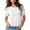 *White, variant on ClodeEU Women's Round Neck Puff Short Sleeve Babydoll Blouse,Casual Loose Solid Swing Top Black,Women's Plus L