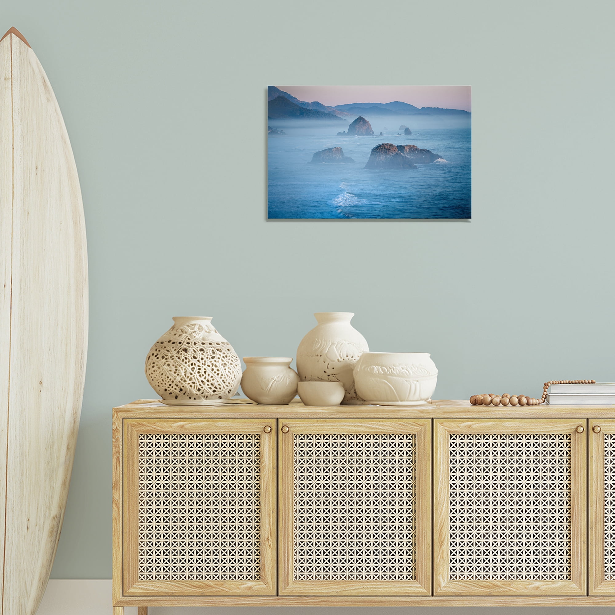 Stupell Industries Rocks Protruding from Sea Landscape & Nature Photography Wrapped Canvas Art Print Wall Art, 24 x 16