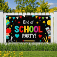 thumbnail image 5 of Colorful End of School Party Banner with School Supplies Elements Party Decorations Backdrop for Classroom Celebrations Photo Props Graduation Events, 5 of 8