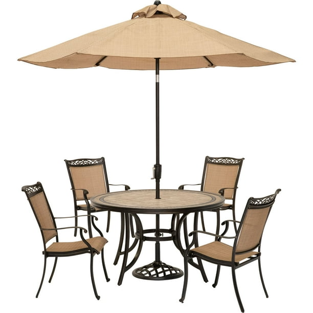 Hanover Fontana 5Piece Outdoor Dining Set with Four Sling Chairs, a 51