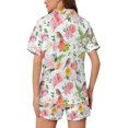 thumbnail image 4 of SKQIT Ensembles de Pyjama à Manches Courtes pour Femmes, 2 Pcs en Satin Doux Imprimé Mignon Chemise Boutonnée et Shorts, 4 of 8