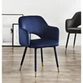 thumbnail image 3 of ACME Applewood Accent Chair, Ocean Blue Velvet & Gold, 3 of 5