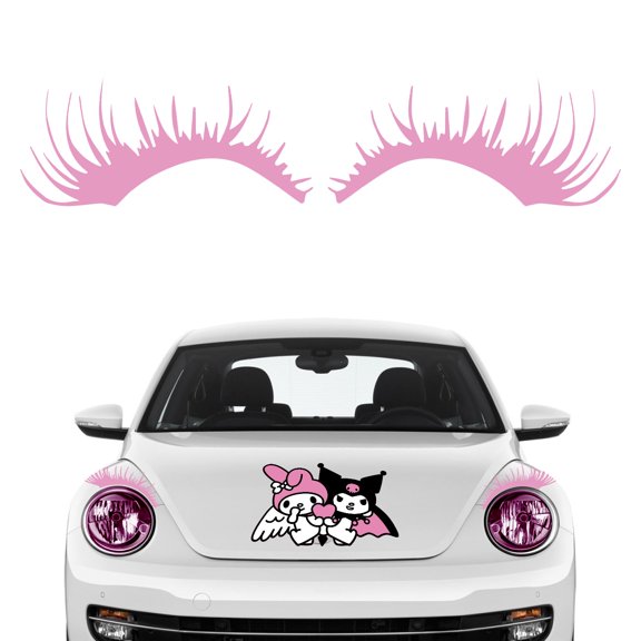 Xotic Tech CarLashes Pink Car Headlight Eyelashes Stickers Fashion Fake Cute Decal Universal for Car Truck Headlamp Headlight 2PCS (45cm x 21cm)