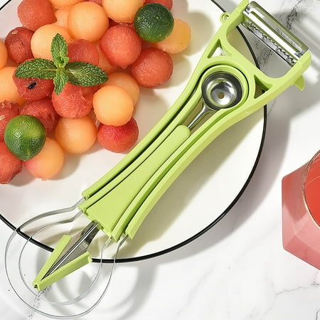 

SHENGXINY Kitchen Supplies Clearance Melon Baller Scoop Set 4 In 1 Stainless Steel Watermelon Cutter Fruit Carving Tools Set Fruit Seed Remover Watermelon Knife