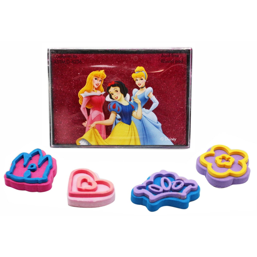 Disney Princess Assorted Stamp Design Set w/Pink Ink Pad (4 Stamps